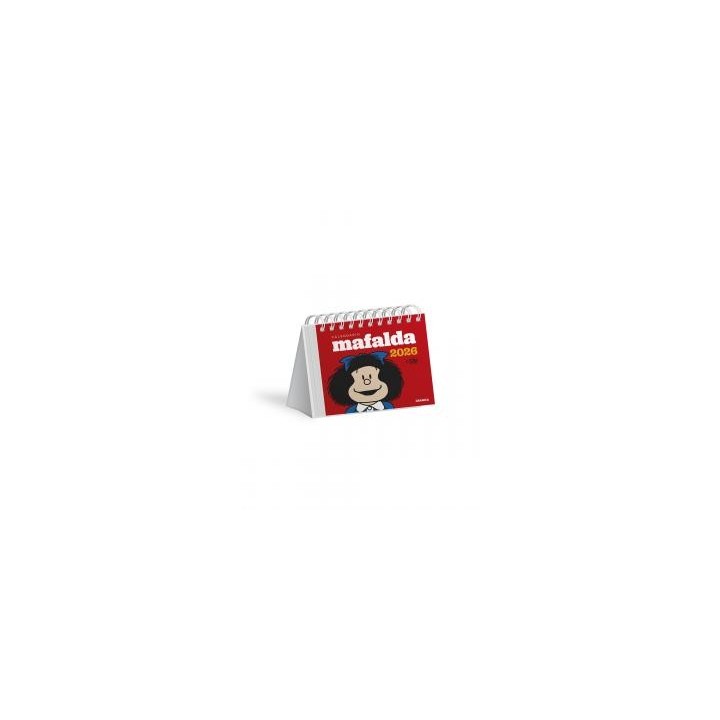 Mafalda 2026, calendario escritorio rojo