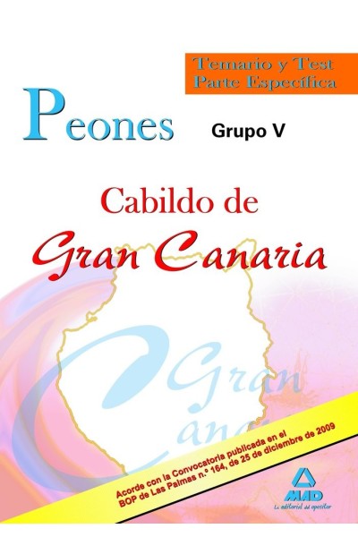 PEONES, GRUPO V, CABILDO DE GRAN CANARIA. TEMARIO Y TEST PAR