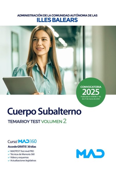 CUERPO SUBALTERNO TEMARIO Y TEST 2 COMUNIDAD ILLES BALEARS