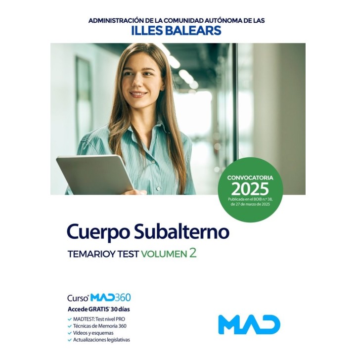 CUERPO SUBALTERNO TEMARIO Y TEST 2 COMUNIDAD ILLES BALEARS