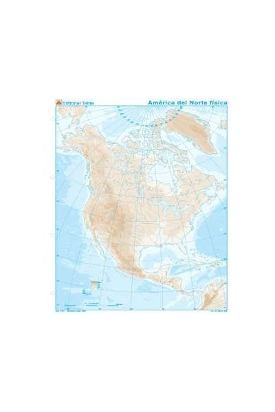 MAPA MUDO AMERICA NORTE FISICO (100 UDS)