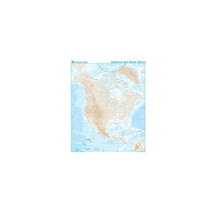 MAPA MUDO AMERICA NORTE FISICO (100 UDS)