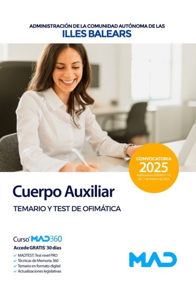 CUERPO AUXILIAR ADMINISTRACION GENERAL TEMARIO Y TEST OFIMA