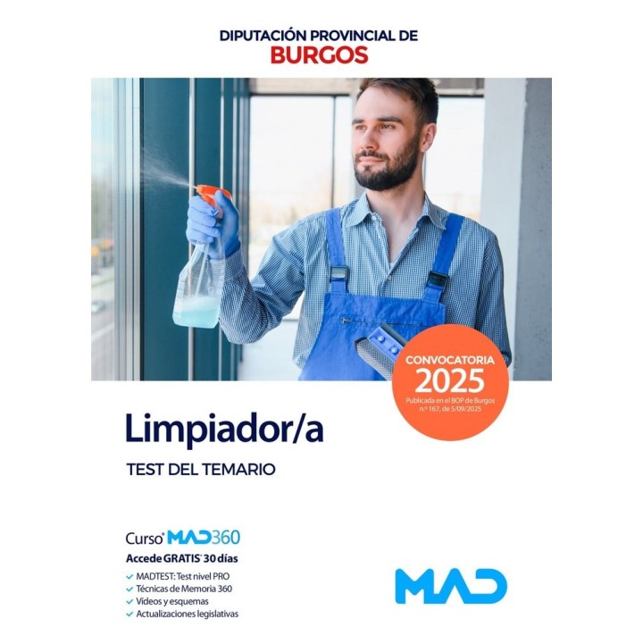 LIMPIADOR/A TEST DEL TEMARIO DIPUTACION PROVINCIAL DE BURGO