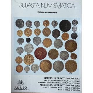 AUREO. SUBASTA NUMISMÁTICA EN SALA Y POR CORREO: 29 octubre  2002 y 30 octubre 2002.