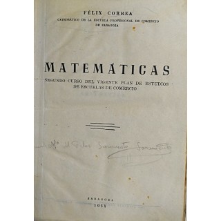 Matemáticas. Segundo curso del vigente plan de estudios de escuelas de comercio