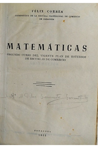 Matemáticas. Segundo curso del vigente plan de estudios de escuelas de comercio