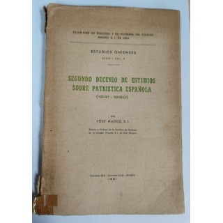 Segundo decenio de Estudios sobre Patristica Espanola. Estudios Onienses, Serie I Vol V