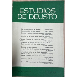 ESTUDIOS DE DEUSTO. Vol. XXVI - Enero - Junio 1978.