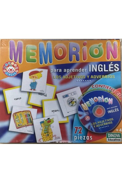 Juego MEMORION PARA APRENDER INGLES 72 FICHAS + CD. LOS ADJETIVOS Y ADVERBIOS.