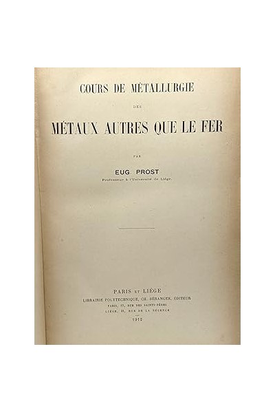 Cours de métallurgie des métaux autres que le fer