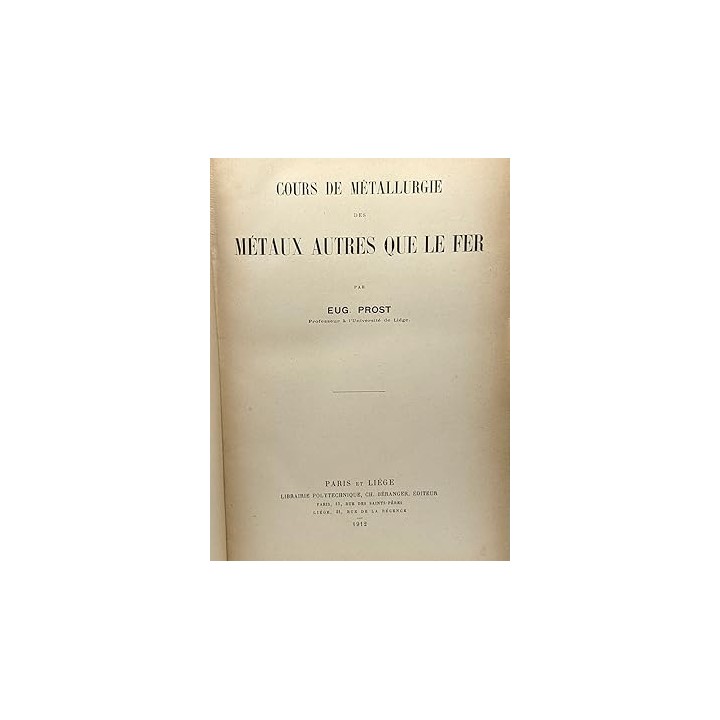 Cours de métallurgie des métaux autres que le fer