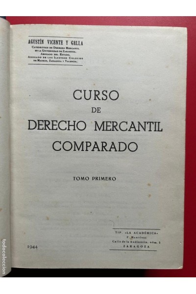Curso de Derecho Mercantil Comparado. Tomo primero