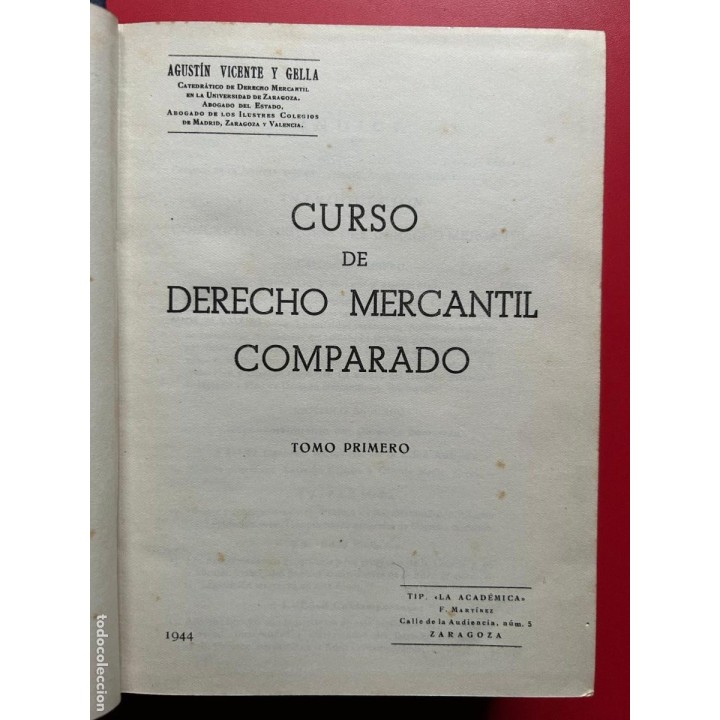 Curso de Derecho Mercantil Comparado. Tomo primero