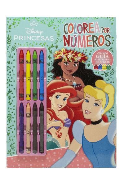 PRINCESAS. COLOREA POR NÚMEROS CON CERAS