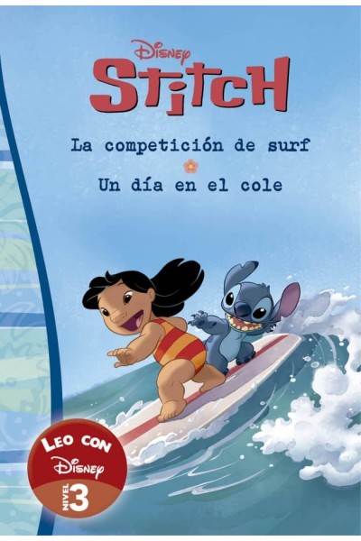 LEO CON DISNEY STITCH. UN DIA EN EL COLE Y LA COMPETICION DE SURF