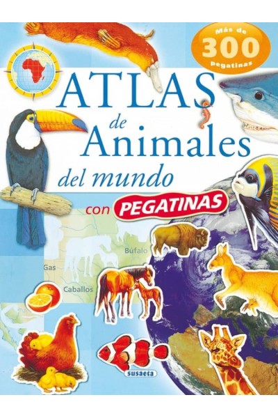 ATLAS DE ANIMALES DEL MUNDO CON PEGATINAS