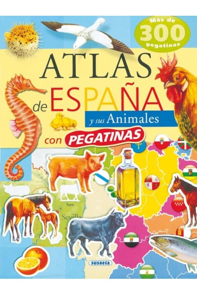 ATLAS DE ESPAÑA Y SUS ANIMALES CON PEGATINAS