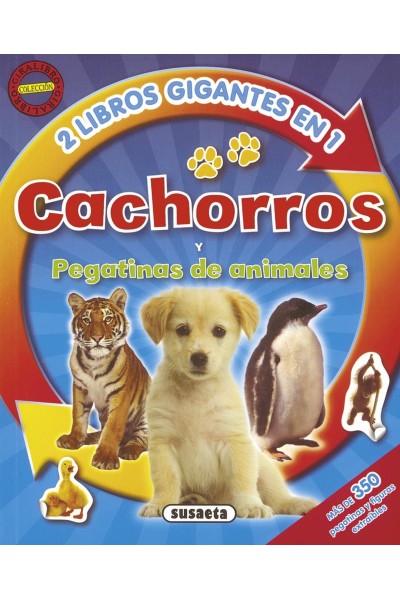 CACHORROS Y PEGATINAS DE ANIMALES (2 LIBROS EN 1)