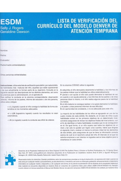 LISTA DE VERIFICACIÓN DEL CURRÍCULO DEL MODELO DENVER DE ATENCIÓN TEMPRANA
