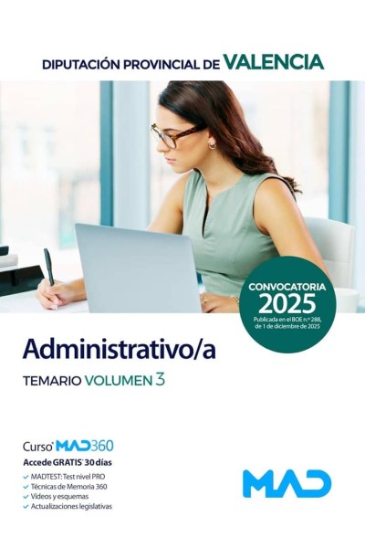ADMINISTRATIVO/A TEMARIO 3 DIPUTACION PROVINCIAL VALENCIA