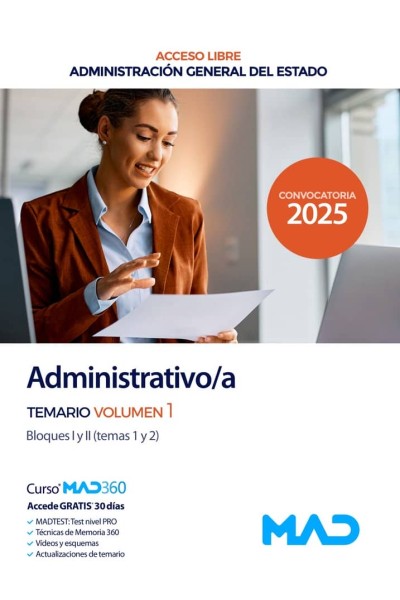 ADMINISTRATIVO DEL ESTADO TEMARIO 1 BLOQUES I Y II ADMINIST