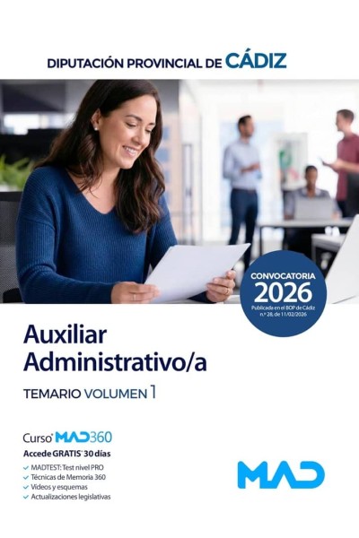 AUXILIAR ADMINISTRATIVO/A TEMARIO 1 DIPUTACION PROVINCIAL CA