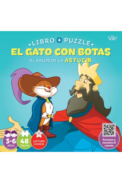 GATO CON BOTAS.(VALOR ASTUCIA).LIBRO-PUZZLE 48 PIEZAS
