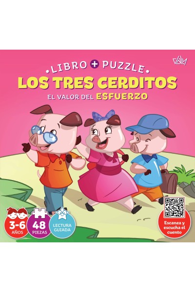LOS TRES CERDITOS.(VALOR ESFUERZO).LIBRO-PUZZLE 48 PIEZAS