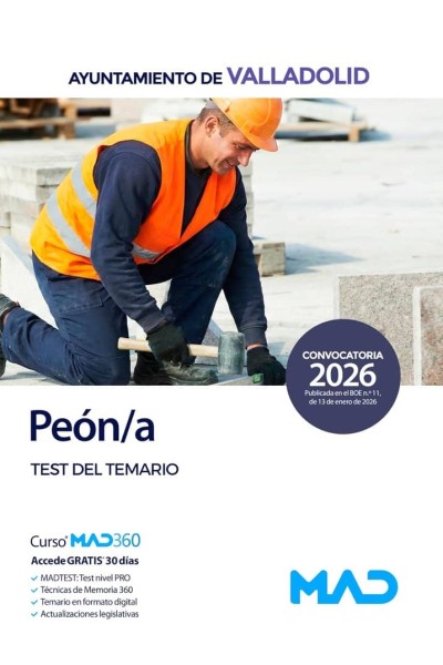PEON/A TEST DEL TEMARIO AYUNTAMIENTO DE VALLADOLID