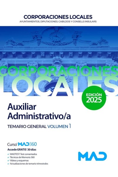 AUXILIAR ADMINISTRATIVO/A CORPORACIONES LOCALES TOMO 1
