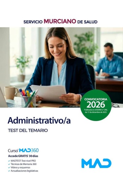 ADMINISTRATIVO/A TEST DEL TEMARIO SERVICIO MURCIANO SALUD SM