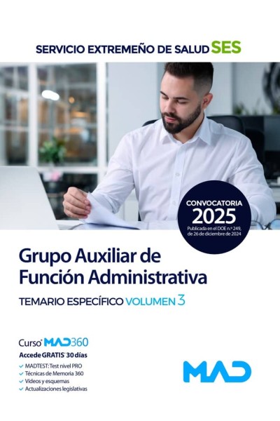 GRUPO AUXILIAR FUNCION ADMINISTRATIVA TEMARIO 3 EXTREMADURA