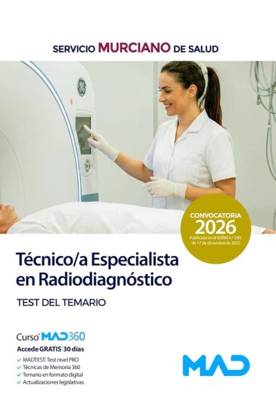 TECNICO/A ESPECIALISTA RADIODIAGNOSTICO TEST TEMARIO MURCIA